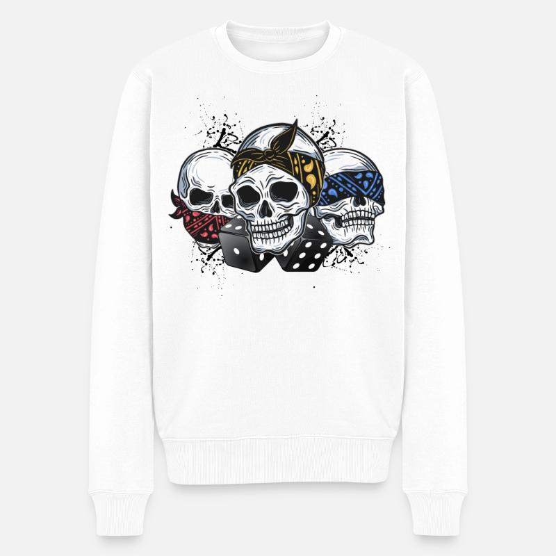 Des crânes avec bandana ! - Pull Premium bio Homme - blanc