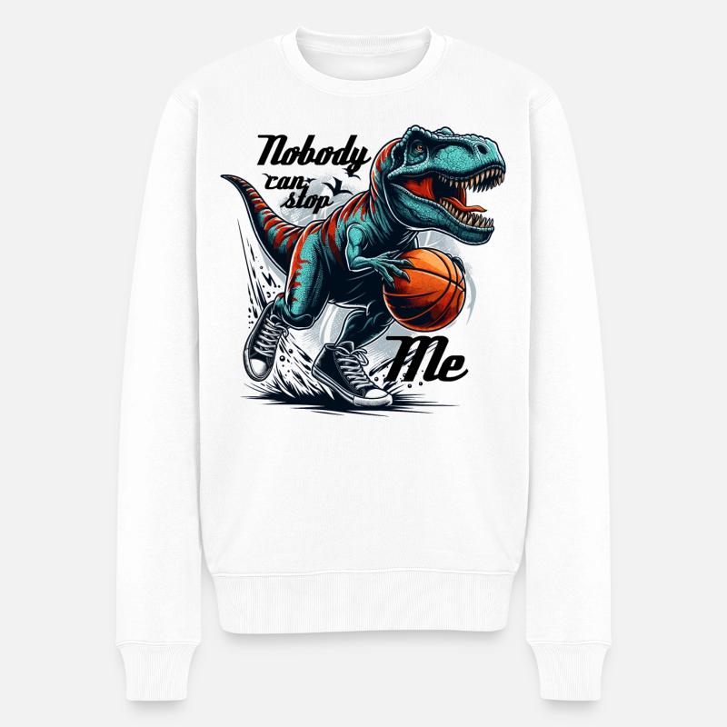 Basketball T-Rex Geschenk - Männer Premium Bio Pullover - Weiß