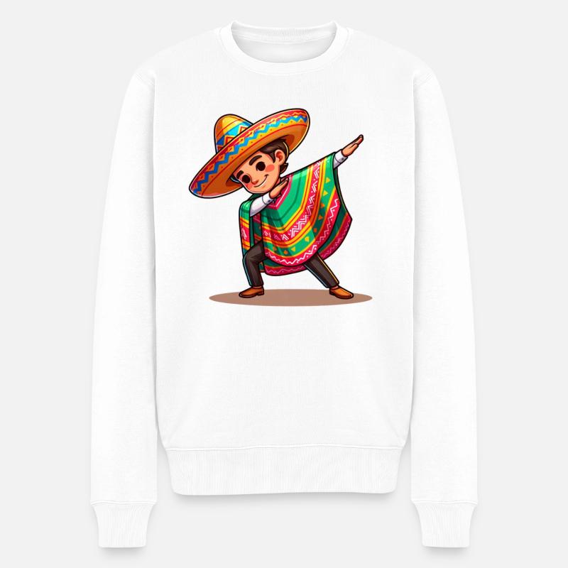 Costume de Poncho Mexicain Faisant le Dab. - Pull Premium bio Homme - blanc