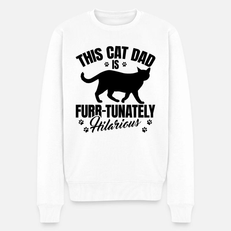 Katzen Papa - Männer Premium Bio Pullover - Weiß