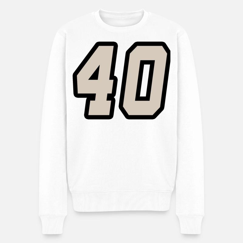 Nummer vierzig 40 - Männer Premium Bio Pullover - Weiß