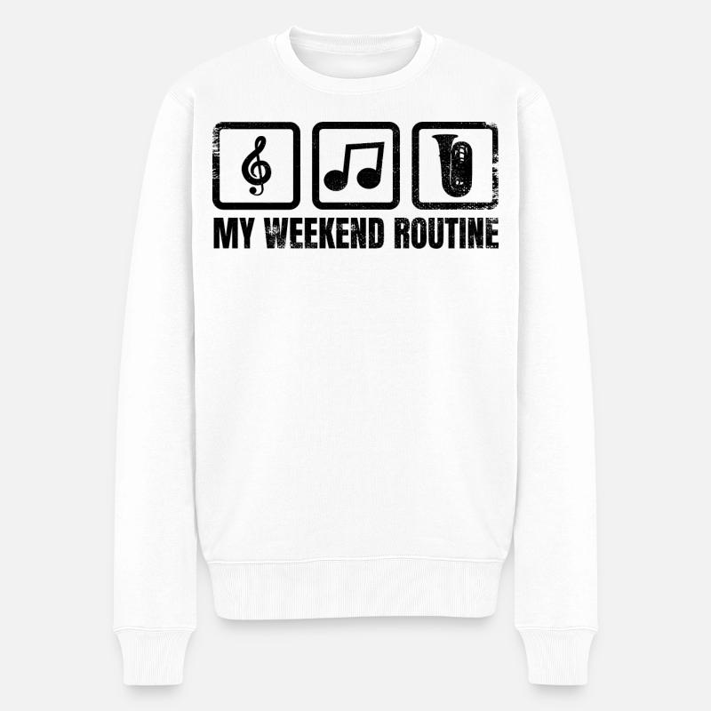 Meine Wochenendroutine - Männer Premium Bio Pullover - Weiß