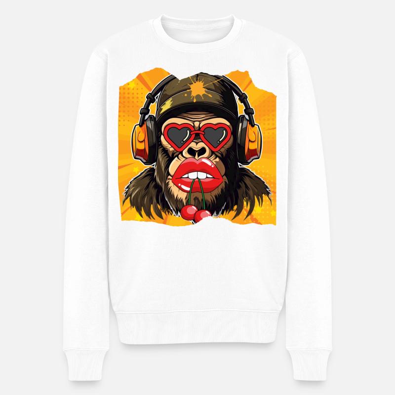 Singe et cerise - Pull Premium bio Homme - blanc