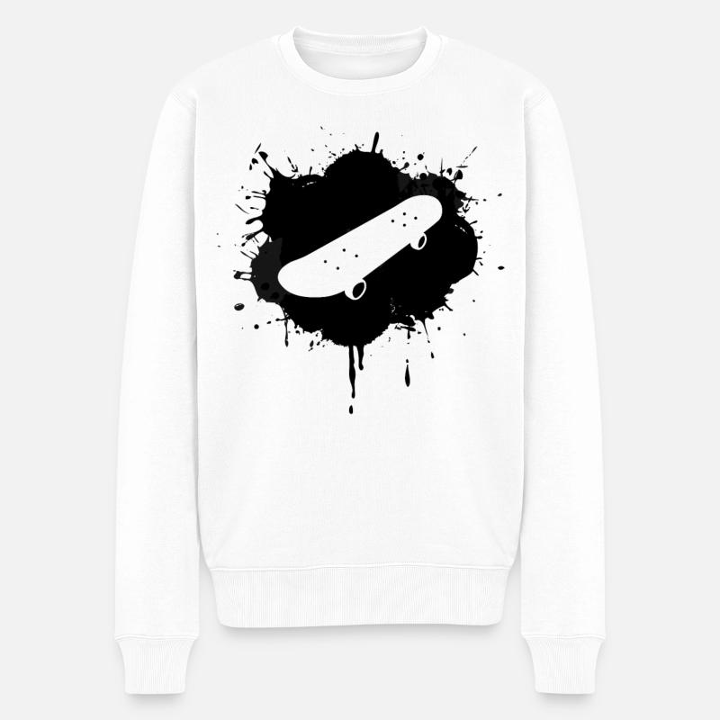 Skateboard - Männer Premium Bio Pullover - Weiß