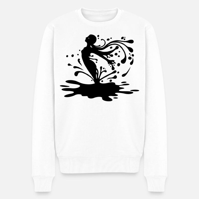 Silhouette und Tusche - Männer Premium Bio Pullover - Weiß