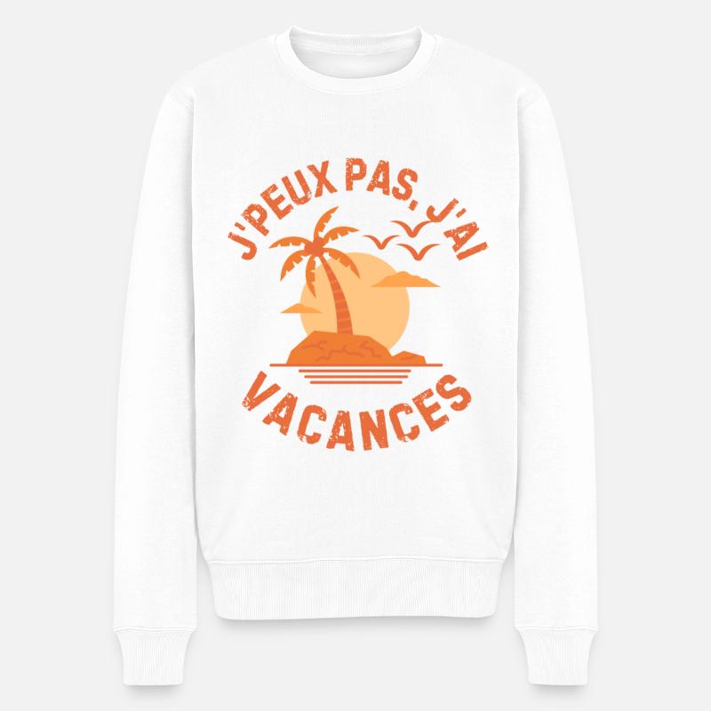 Palmiers coucher de soleil - Pull Premium bio Homme - blanc