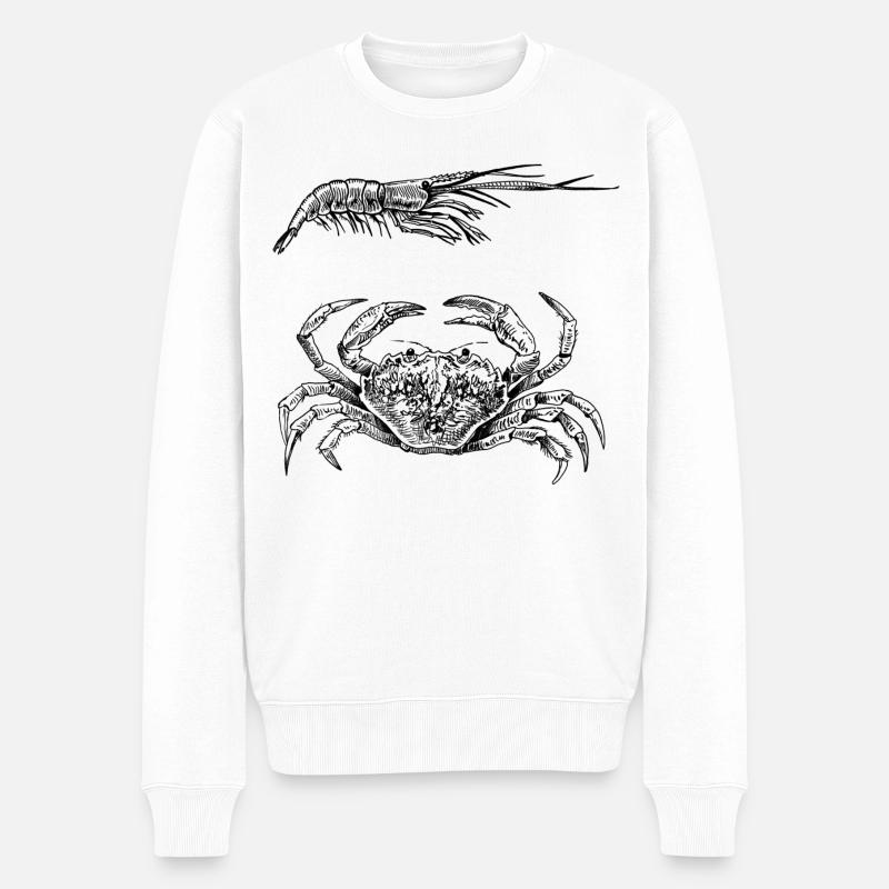 Krabbe & Shrimps - Schalentierpower - Männer Premium Bio Pullover - Weiß