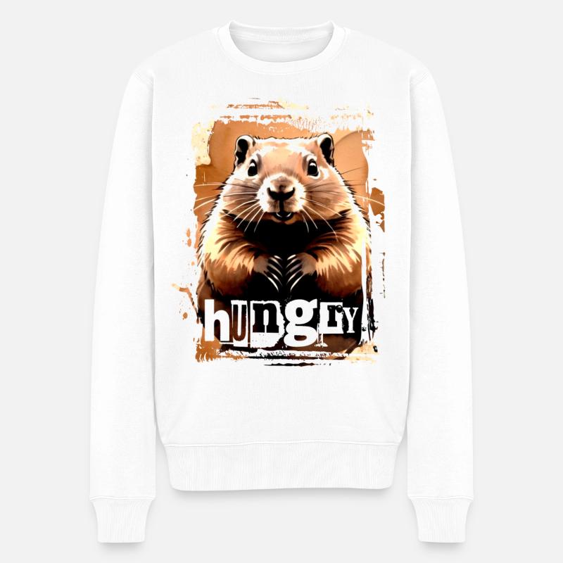 Hungriger Nager - Männer Premium Bio Pullover - Weiß