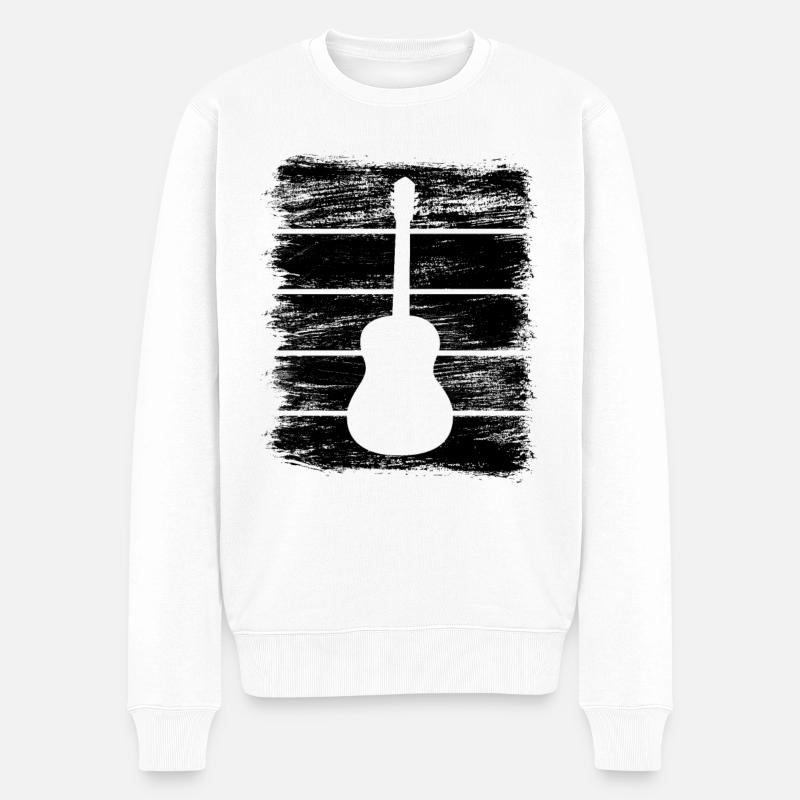 Gitarre Skizze - Männer Premium Bio Pullover - Weiß