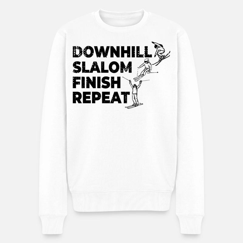 Downhill Slalom Finish Repeat - Männer Premium Bio Pullover - Weiß