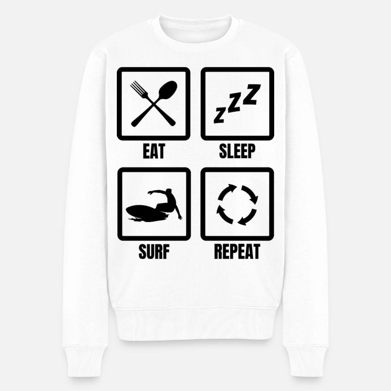 Surfen Spruch - Männer Premium Bio Pullover - Weiß