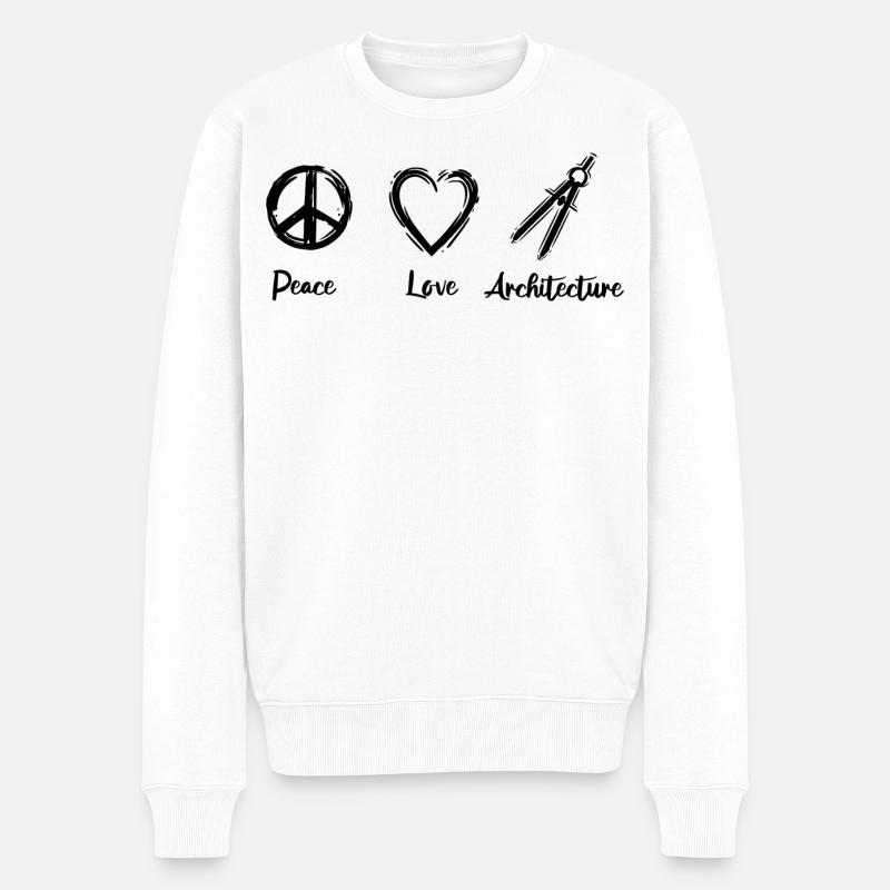 Peace Love Architecture - Männer Premium Bio Pullover - Weiß