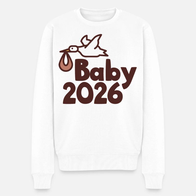 Bébé cigogne 2026 - Pull Premium bio Homme - blanc