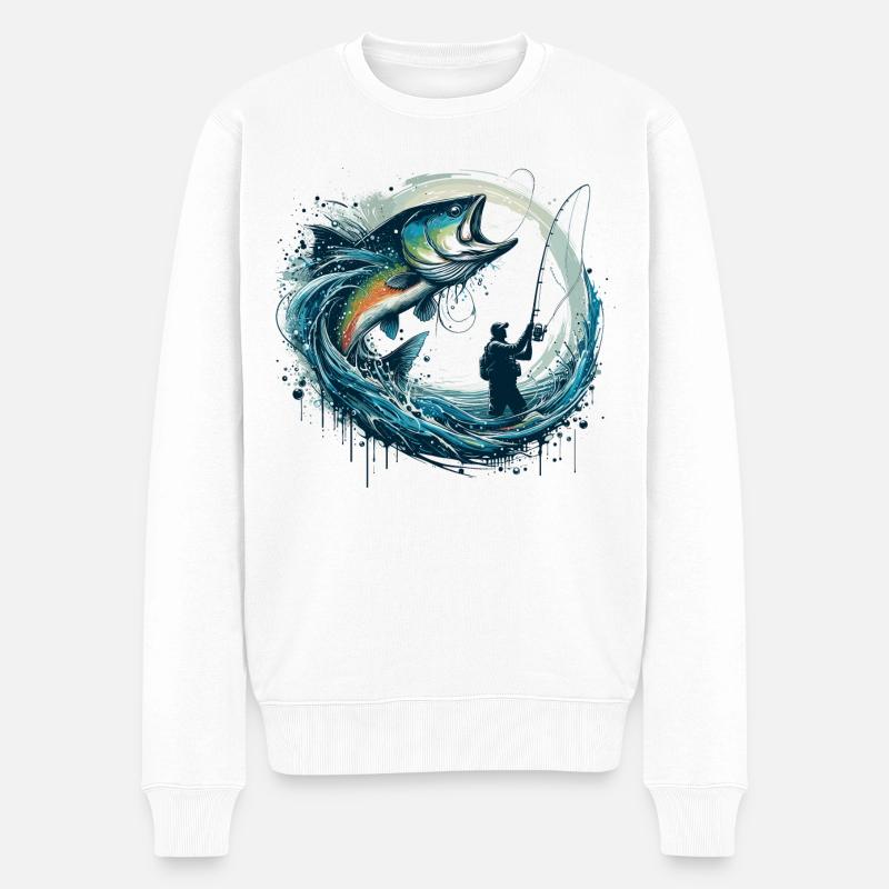 Angeln dynamisch Geschenk - Männer Premium Bio Pullover - Weiß