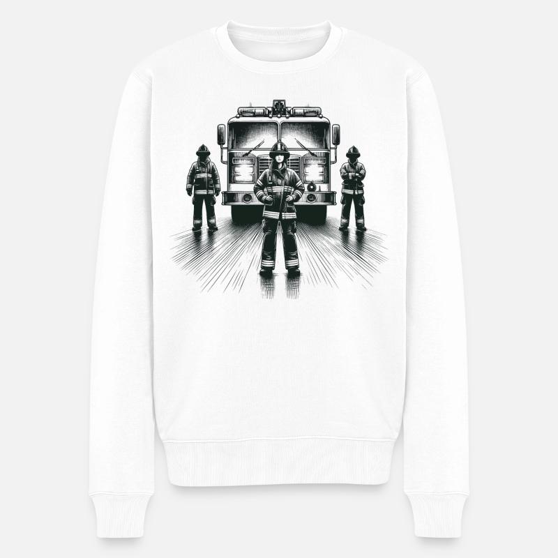 Cadeau graphique pompier - Pull Premium bio Homme - blanc