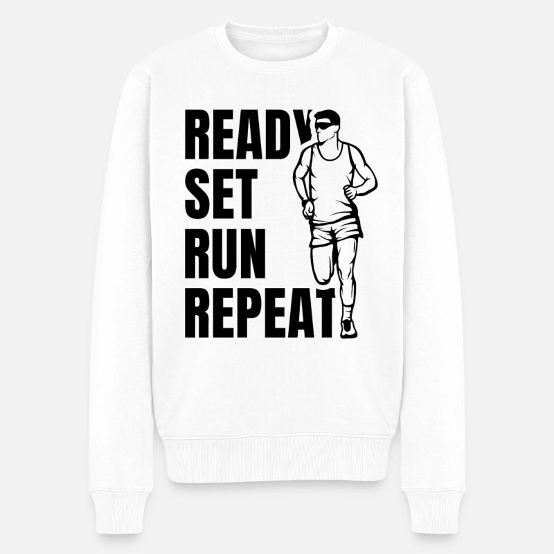 Läufer Spruch - Männer Premium Bio Pullover - Weiß