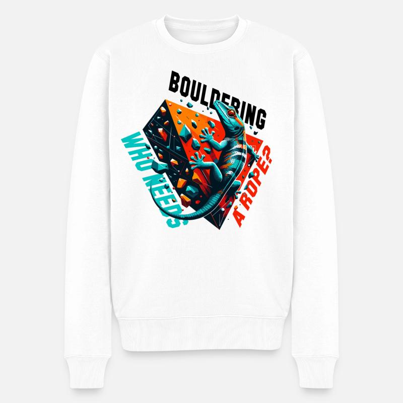 Bouldern Gecko Seil? Geschenk - Männer Premium Bio Pullover - Weiß