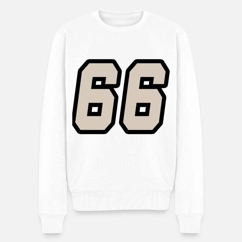 Nummer sechsundsechzig 66 - Männer Premium Bio Pullover - Weiß