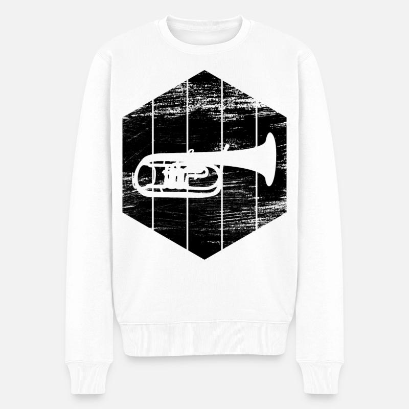 Trompete - Männer Premium Bio Pullover - Weiß