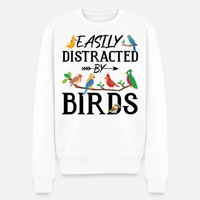 Facilement distrait par les oiseaux - Pull Premium bio Homme - blanc