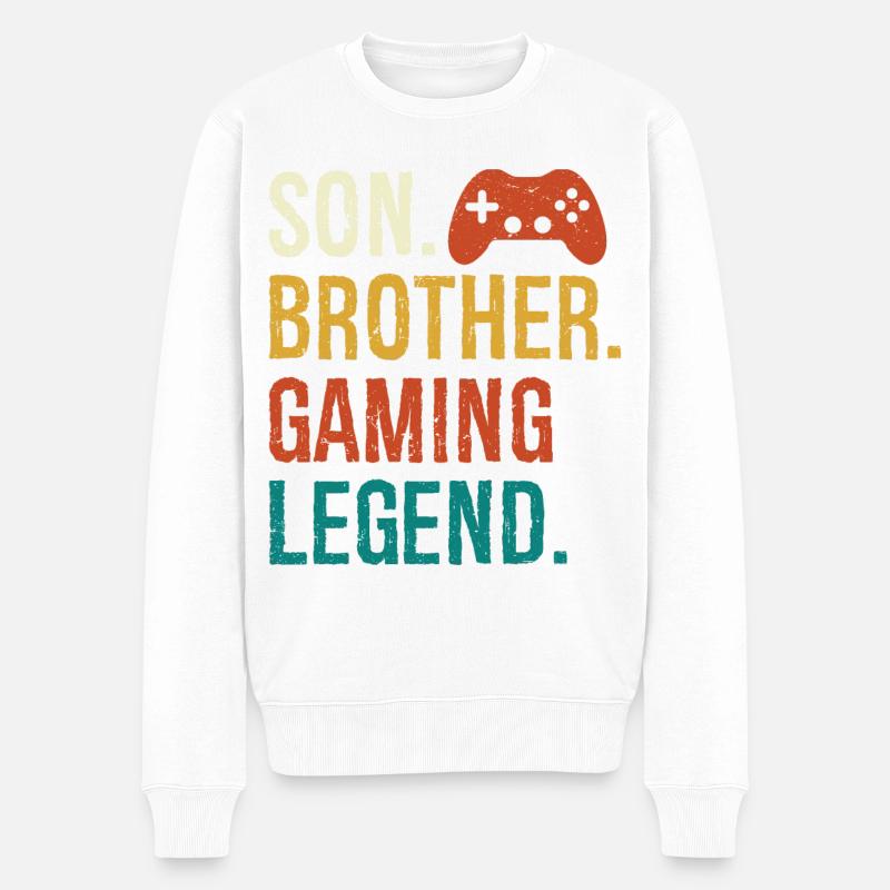 Sohn Bruder Gaming-Legende Sohn Bruder Videospieler - Männer Premium Bio Pullover - Weiß