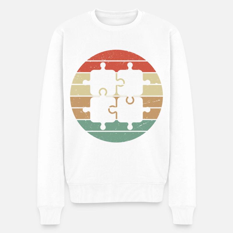 Puzzle rétro vintage - Pull Premium bio Homme - blanc