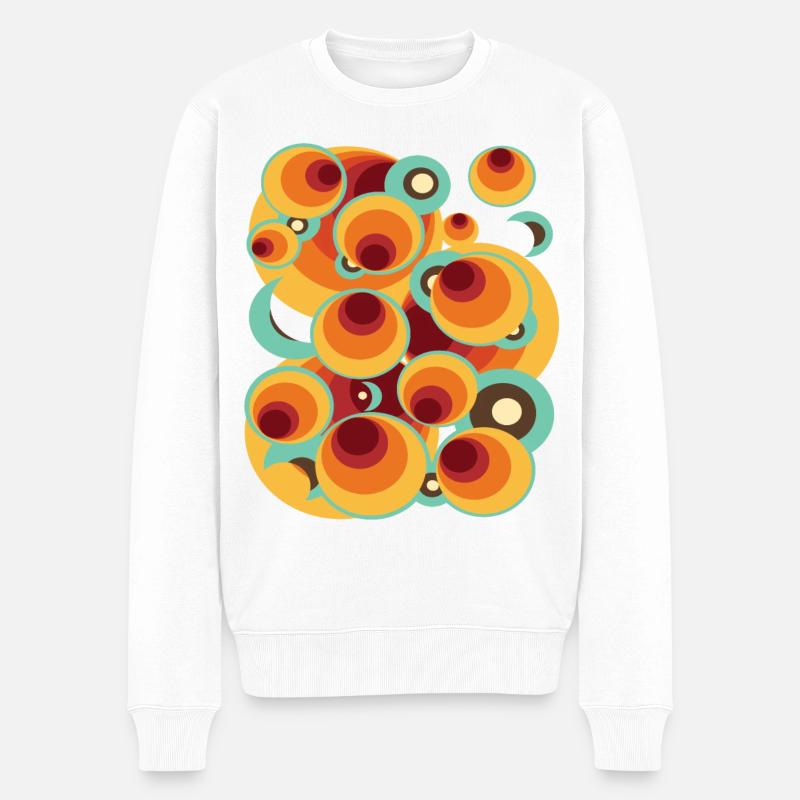 Abstraktes Polka Dot Kugel Kreismuster - Männer Premium Bio Pullover - Weiß