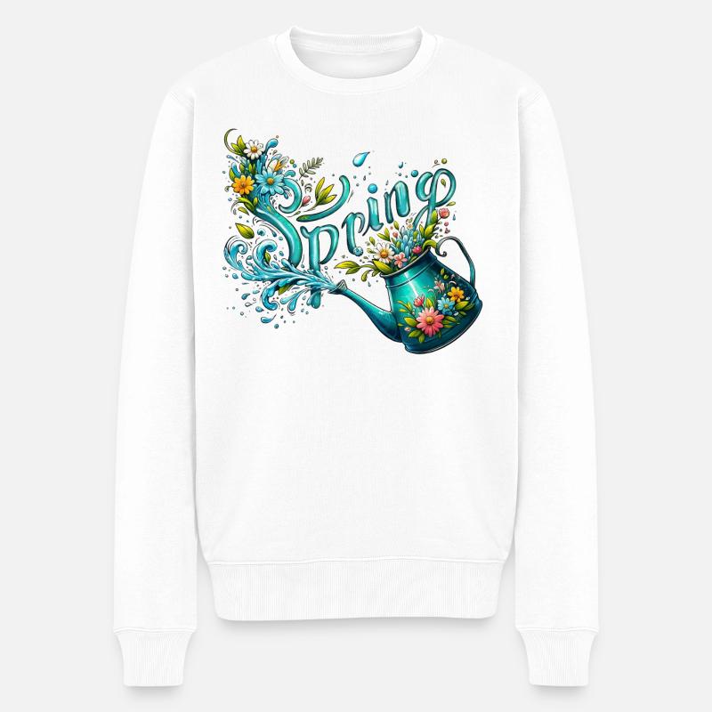 spring gießkanne let it grow frühling blumen - Männer Premium Bio Pullover - Weiß