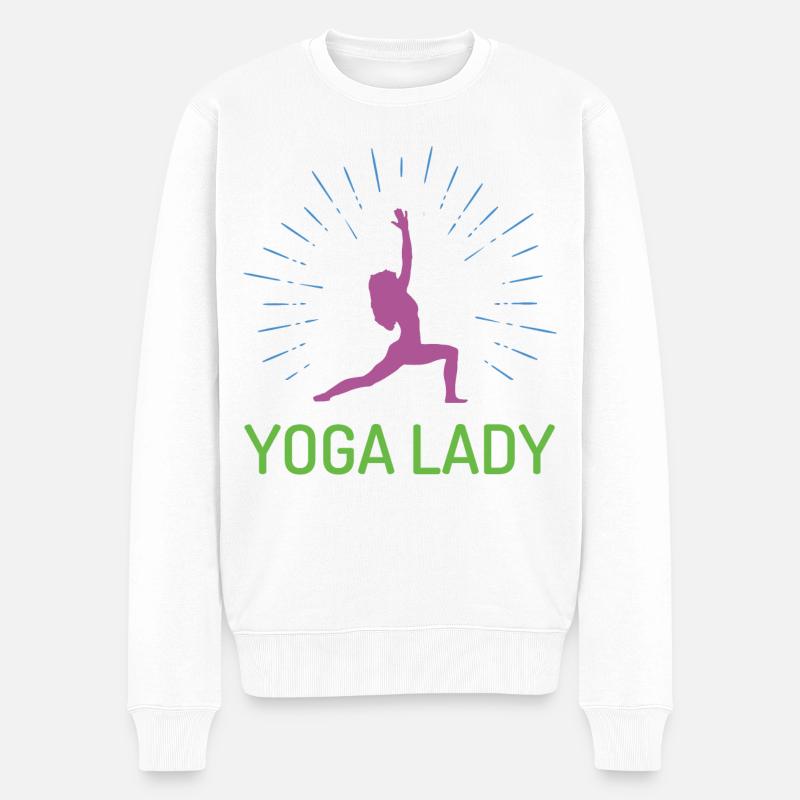 Yoga-Mädchen - Männer Premium Bio Pullover - Weiß