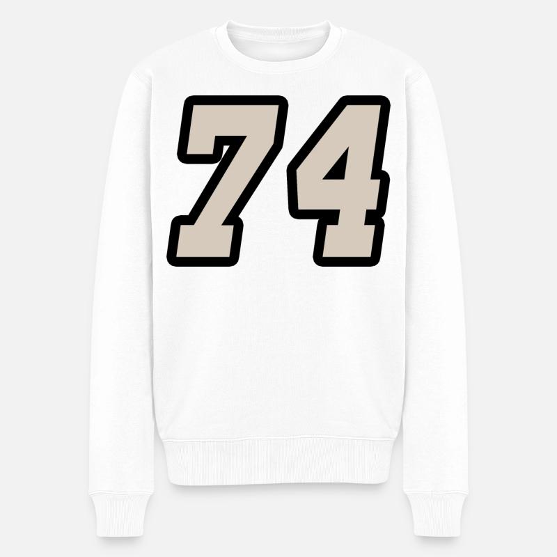 Nummer vierundsiebzig 74 - Männer Premium Bio Pullover - Weiß