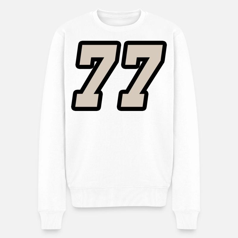 Nummer siebenundsiebzig 77 - Männer Premium Bio Pullover - Weiß