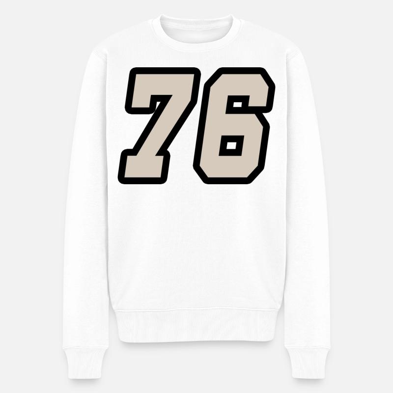 Nummer sechsundsiebzig 76 - Männer Premium Bio Pullover - Weiß