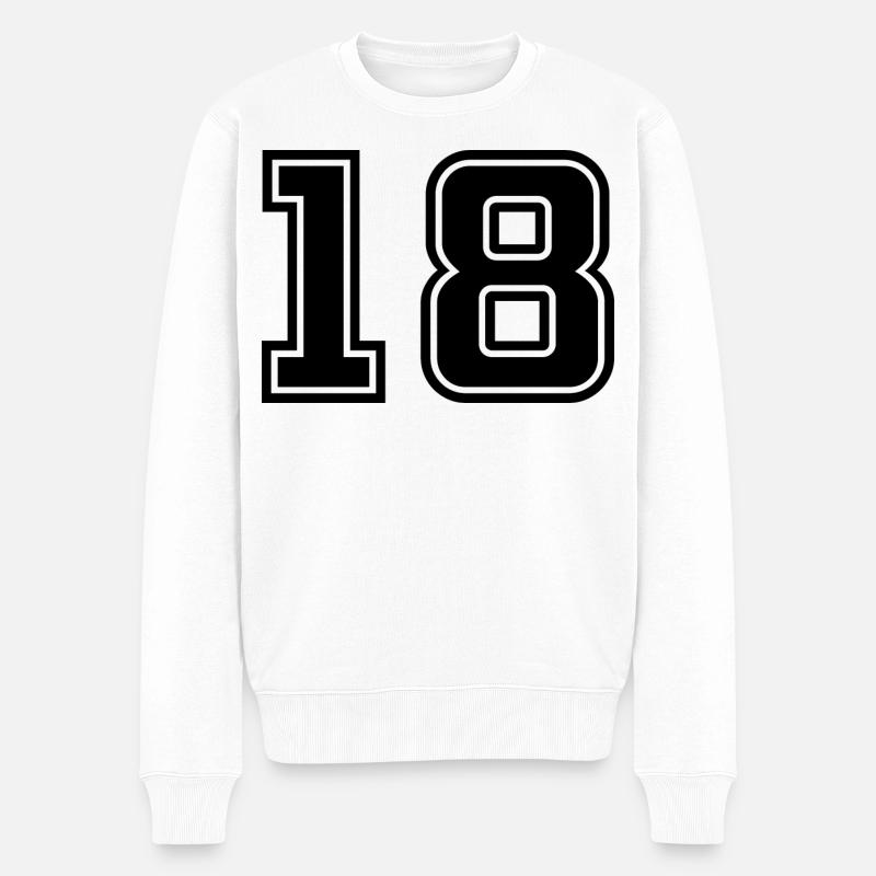nummer 18 - Männer Premium Bio Pullover - Weiß