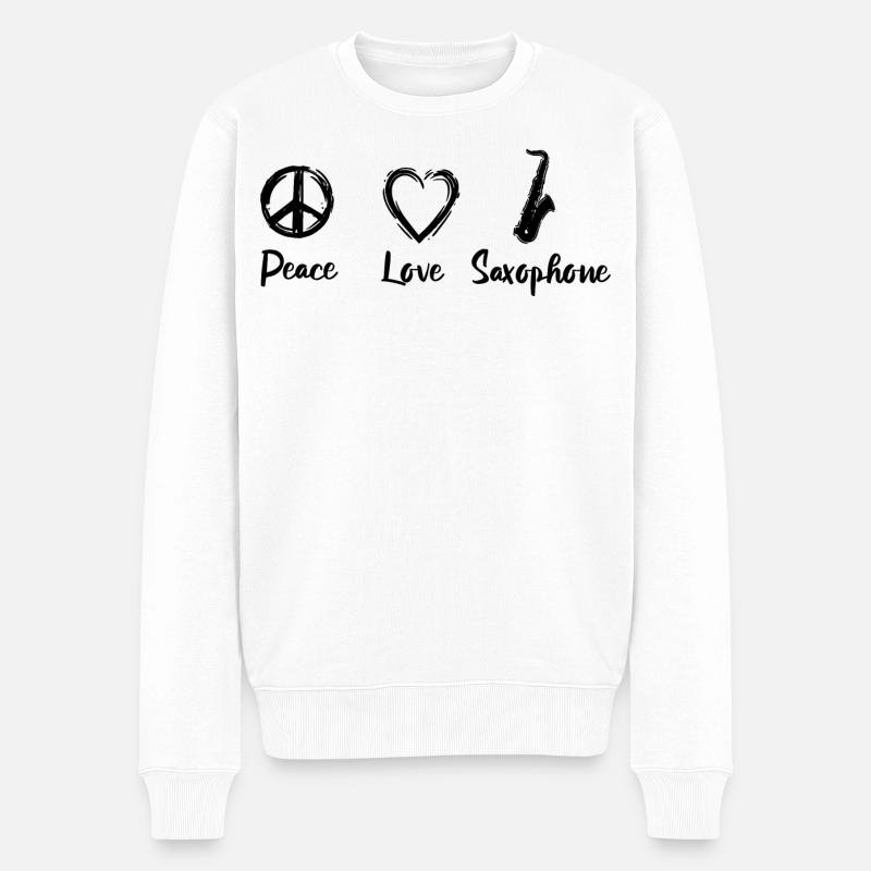 J’adore le saxophone - Pull Premium bio Homme - blanc