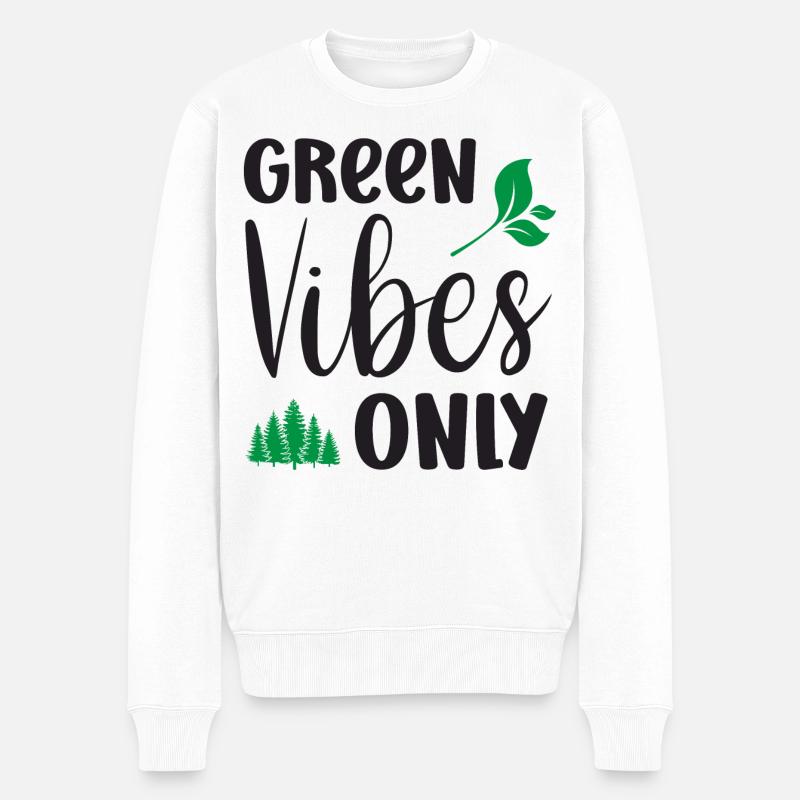 Nur grüne Vibes - Männer Premium Bio Pullover - Weiß