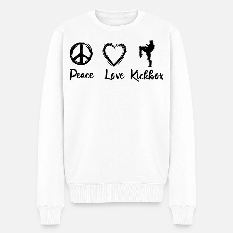 Kickbox Liebe - Männer Premium Bio Pullover - Weiß