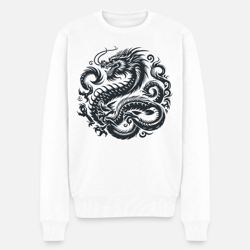 Chinesisches Drachen-Tattoo - Männer Premium Bio Pullover - Weiß