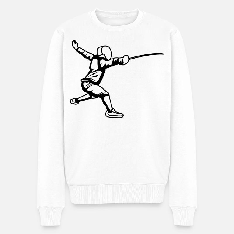 Fechter Skizze - Männer Premium Bio Pullover - Weiß