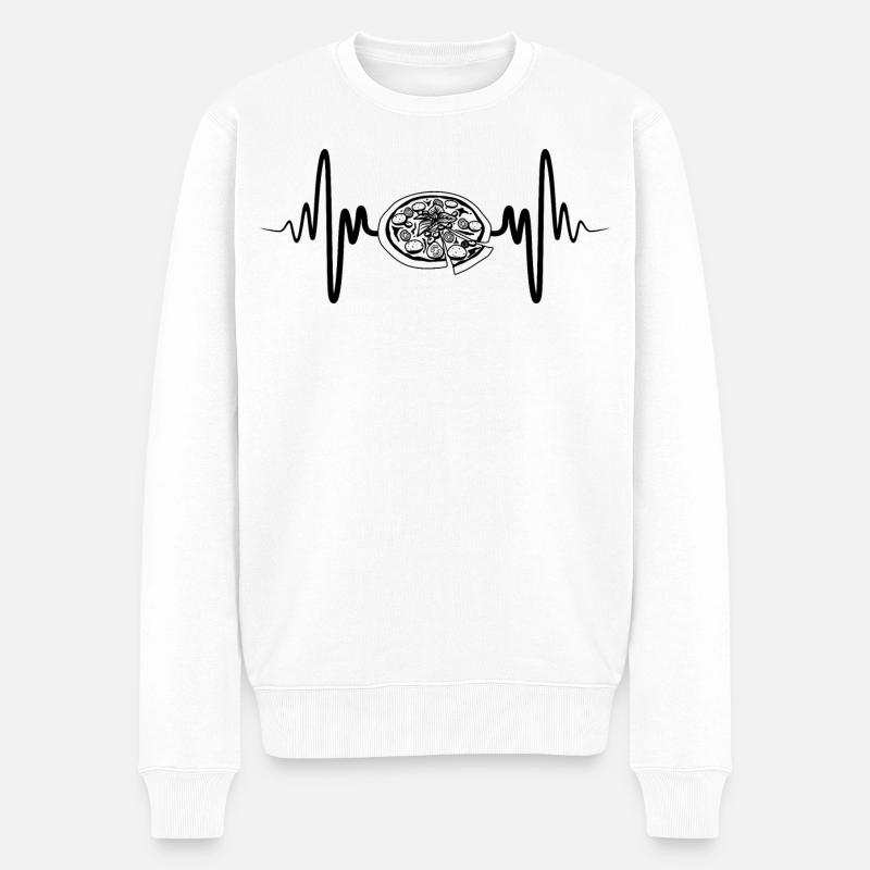 Pizza Skizze - Männer Premium Bio Pullover - Weiß