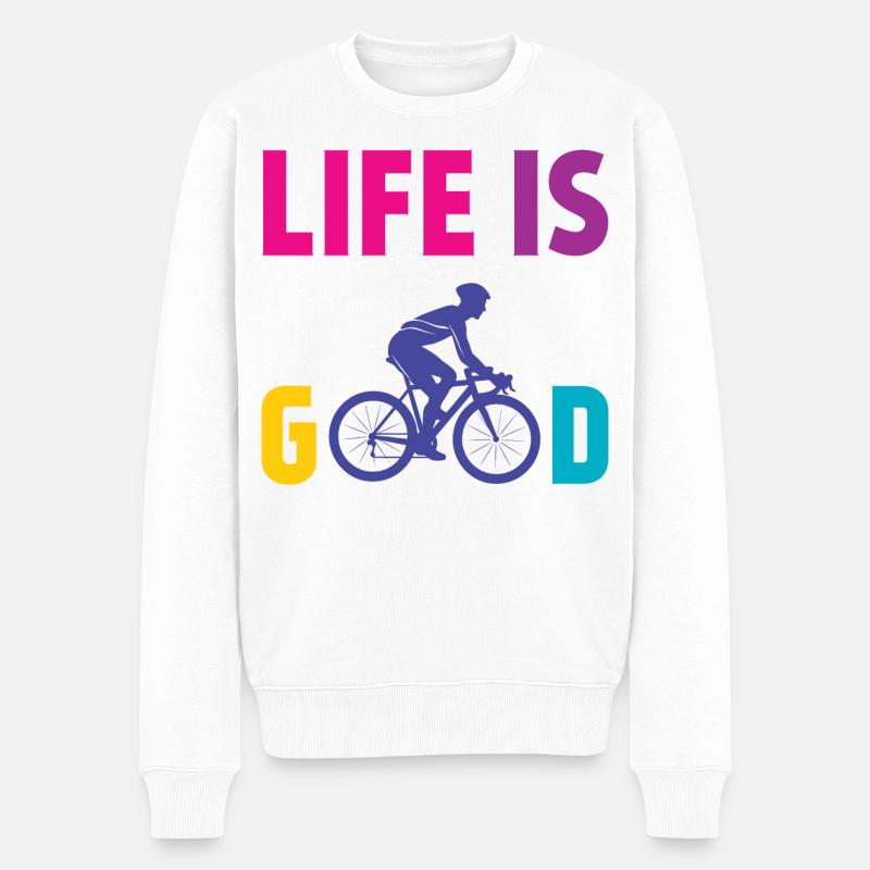 Radfahren - Das Leben ist gut - Männer Premium Bio Pullover - Weiß