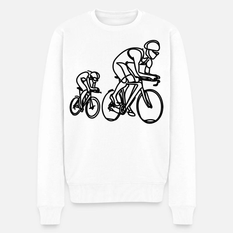 Rennradfahrer Zeichnung - Männer Premium Bio Pullover - Weiß