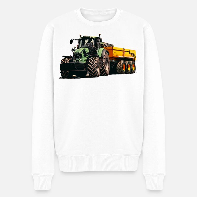 Deutz mit Anhänger Kipper - Männer Premium Bio Pullover - Weiß