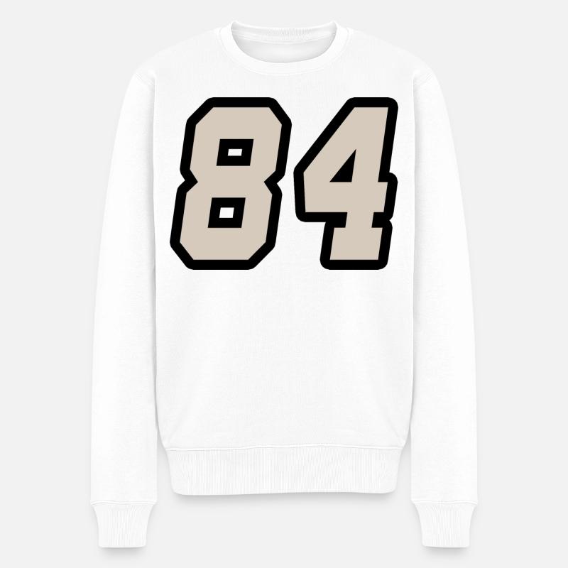 Nummer vierundachtzig 84 - Männer Premium Bio Pullover - Weiß