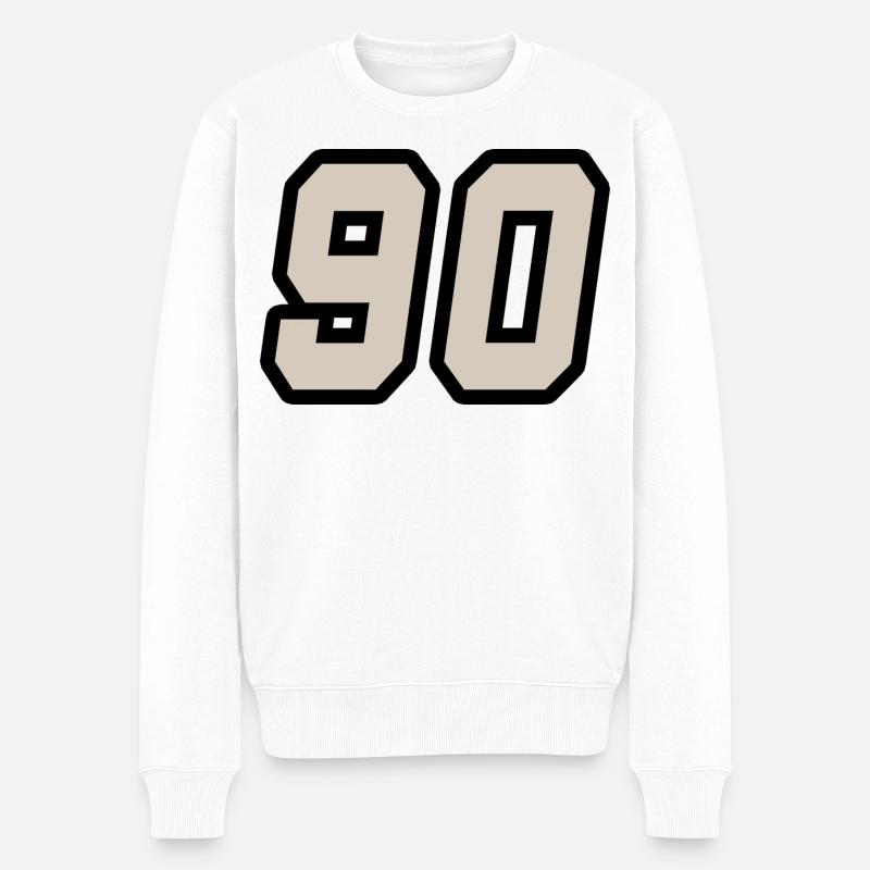 Nummer neunzig 90 - Männer Premium Bio Pullover - Weiß