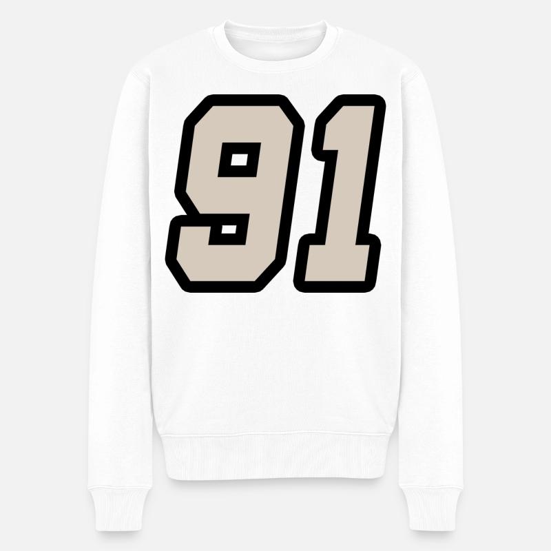 Nummer einundneunzig 91 - Männer Premium Bio Pullover - Weiß
