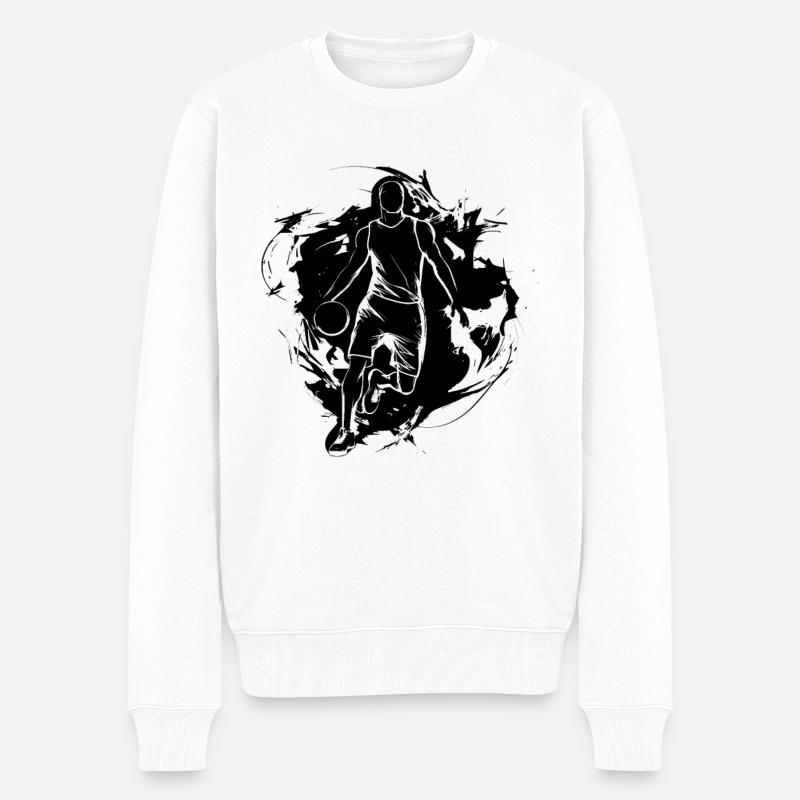 Basketball Grafik - Männer Premium Bio Pullover - Weiß