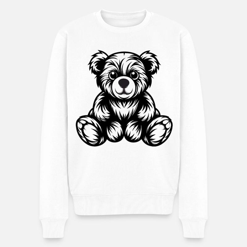 Mignon Monochrome Teddy Bear Design - Pull Premium bio Homme - blanc