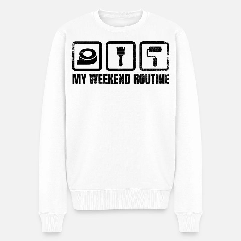 Maler Wochenendroutine - Männer Premium Bio Pullover - Weiß