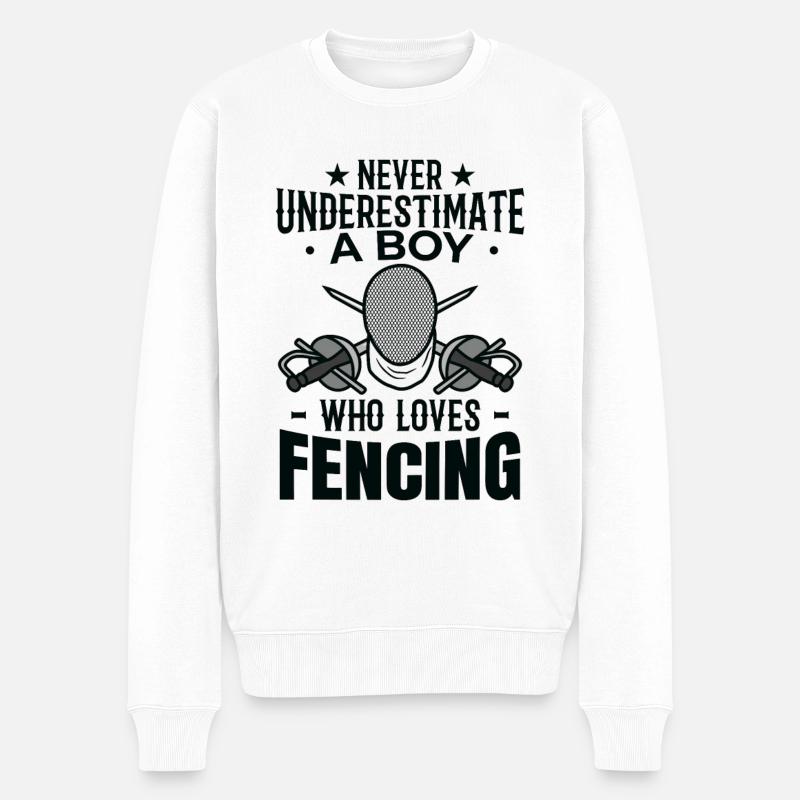 Fechtjunge - Männer Premium Bio Pullover - Weiß