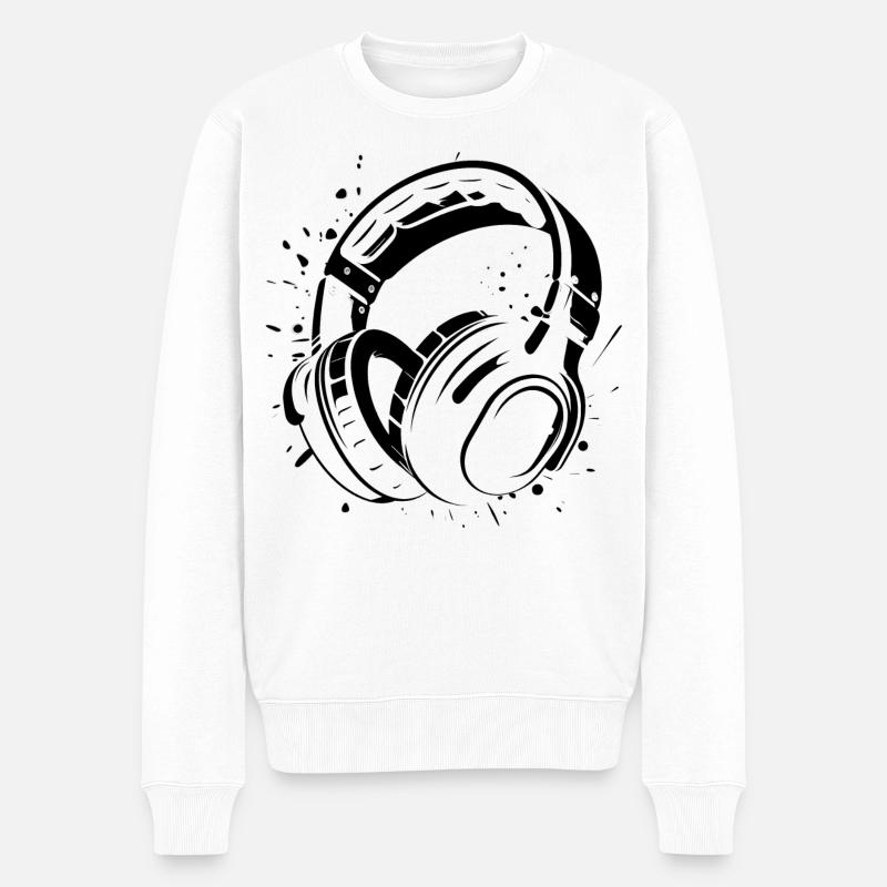 Kopfhörer - Männer Premium Bio Pullover - Weiß